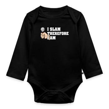 Poetry Slam I Slam Slam Poesie - Baby Bio-Langarm-Body - Schwarz - Vorne