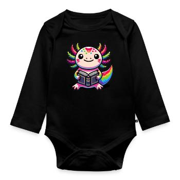 Ich-les-a-lotl, Axolotl - Body Bébé bio manches longues - noir - Devant