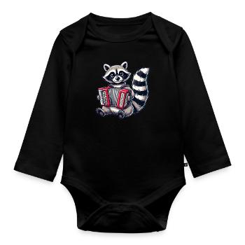 Waschbär Musik - Baby Bio-Langarm-Body - Schwarz - Vorne
