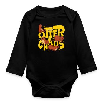Otter Pun Otter Chaos - Organic Longsleeve Baby Bodysuit - black - Front