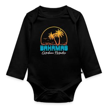 Bahamas Karibik Insel Atlantik Sommer Geschenk - Baby Bio-Langarm-Body - Schwarz - Vorne
