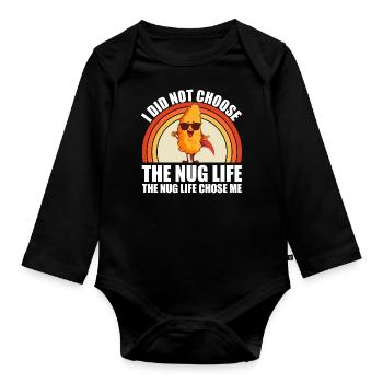 Funny Nug-Life Kids Toddler I Love Chicken Nuggets - Organic Longsleeve Baby Bodysuit - black - Front