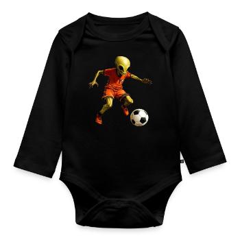 Football Alien - Body Bébé bio manches longues - noir - Devant