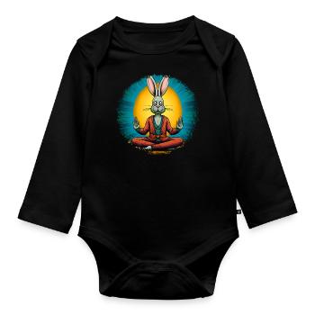 Osterhase Yoga - Baby Bio-Langarm-Body - Schwarz - Vorne