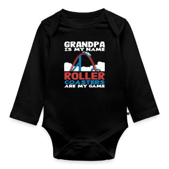 Montagnes russes, grand-père est mon nom - Body Bébé bio manches longues - noir - Devant