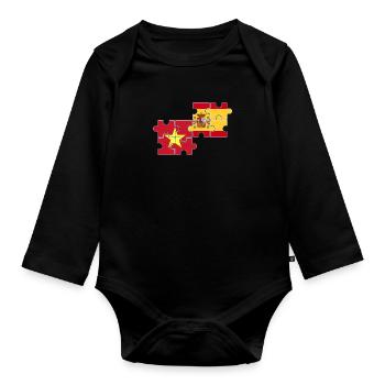 Vietnam Spain Flag Spanish Vietnamese - Organic Longsleeve Baby Bodysuit - black - Front