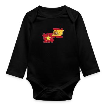 Vietnam Spanien Vintage Flagge Spanier Vietnamese - Baby Bio-Langarm-Body - Schwarz - Vorne