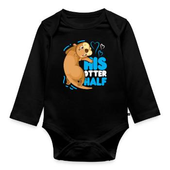 Otter Couple Pun Valentines Day - Baby Bio-Langarm-Body - Schwarz - Vorne