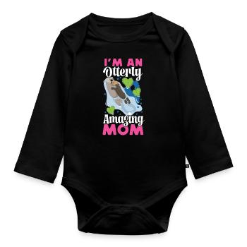 Otter Mom Pun I'm An Otterly - Baby Bio-Langarm-Body - Schwarz - Vorne