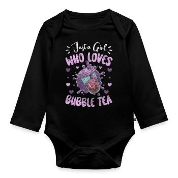 Boba Tea Sweet Colorful - Organic Longsleeve Baby Bodysuit - black - Front