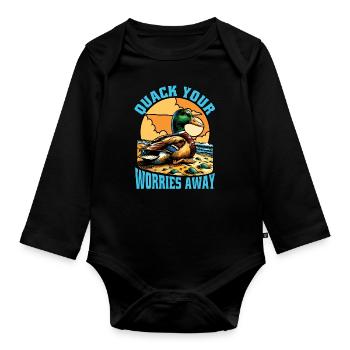Mallard Duck Quack Your Worries Away Duck Hunting - Baby Bio-Langarm-Body - Schwarz - Vorne