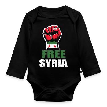 Free Syria Freies Syrien Hand Frauen - Baby Bio-Langarm-Body - Schwarz - Vorne