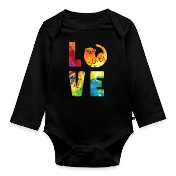 Otter Watercolor Love - Organic Longsleeve Baby Bodysuit - black - Front
