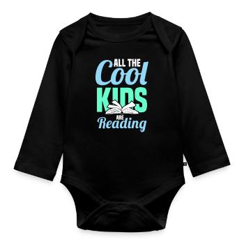 Alle Coolen Kinder Lesen Bücher Motiv - Baby Bio-Langarm-Body - Schwarz - Vorne