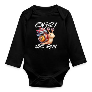 Enjoy the Run Turbo Snail - Baby Bio-Langarm-Body - Schwarz - Vorne