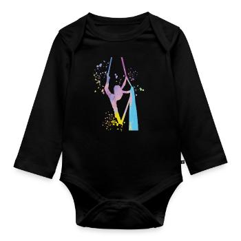 Vertikaltuch Luftakrobatik Aerial Silk - Baby Bio-Langarm-Body - Schwarz - Vorne