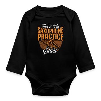 Saxophone This Is My Saxophone - Organic Longsleeve Baby Bodysuit - black - Front