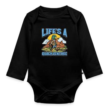 Mallard Duck Life's A Quackventure Duck Hunting - Baby Bio-Langarm-Body - Schwarz - Vorne