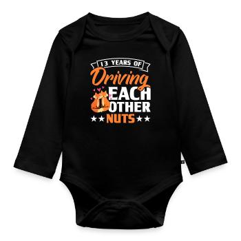 13 Jahre Liebe Zuneigung Fuchs Design - Baby Bio-Langarm-Body - Schwarz - Vorne