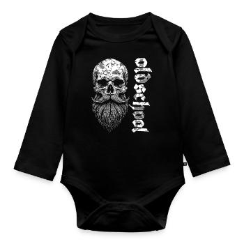 Oldschool Bearded Skull - Organic Longsleeve Baby Bodysuit - black - Front