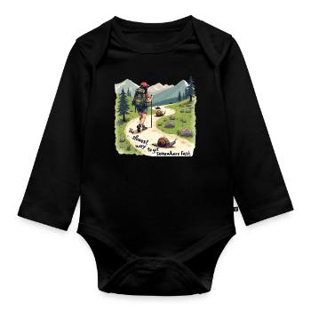 Wandern In Den Bergen Lustiges Shirt Für Wanderer - Baby Bio-Langarm-Body - Schwarz - Vorne