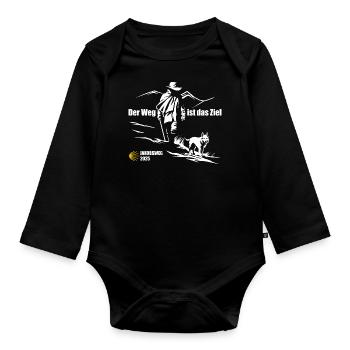 Der Weg ist das Ziel - Camino 2025 - Jakobsweg - Baby Bio-Langarm-Body - Schwarz - Vorne