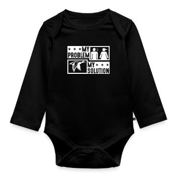 Mallard Duck My Problem My Solution Pictogram Mom - Organic Longsleeve Baby Bodysuit - black - Front