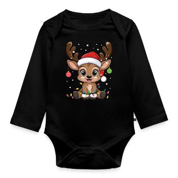 Renne Noël Noël Pull Mignon - Body Bébé bio manches longues - noir - Devant