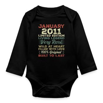 Janvier 2011 Anniversaire - Janvier 2011, Janvier 2011 - Body Bébé bio manches longues - noir - Devant