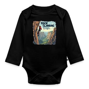 Climbing - Because Gravity Is Just a Suggestion - Organic Longsleeve Baby Bodysuit - black - Front