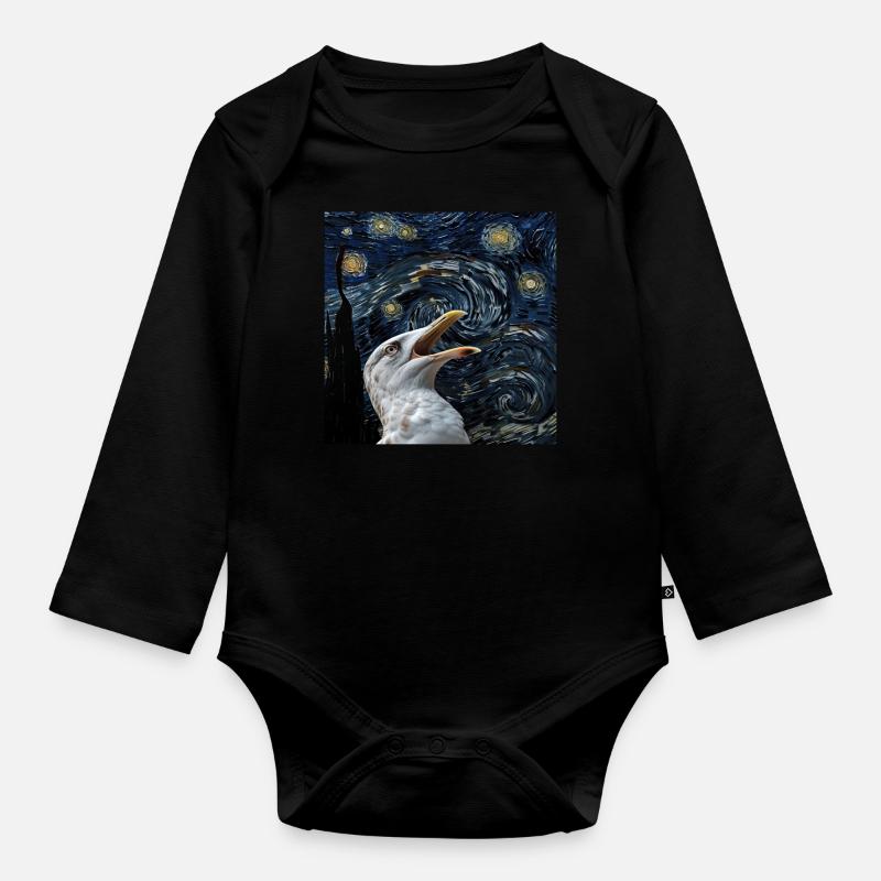 Möwe - Baby Bio-Langarm-Body - Schwarz