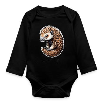 Save Pangolin - Organic Longsleeve Baby Bodysuit - black - Front