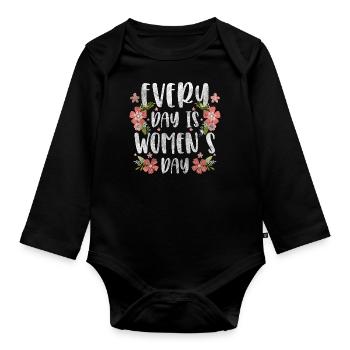 Frauentag Feiertag Frauenrechte Ehrentag - Baby Bio-Langarm-Body - Schwarz - Vorne