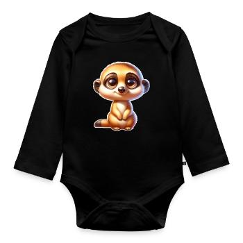 Meerkat - Organic Longsleeve Baby Bodysuit - black - Front