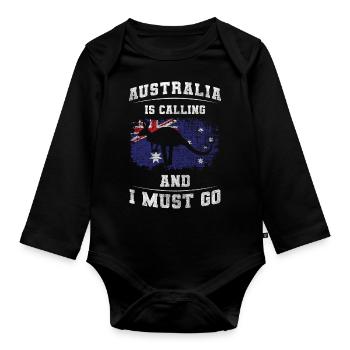 Outback Trip Animal Kookaburra - Organic Longsleeve Baby Bodysuit - black - Front
