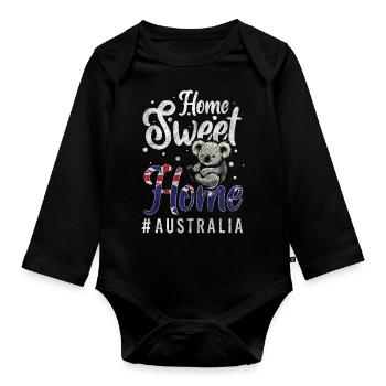 Down Under Travel Flag Exotic - Organic Longsleeve Baby Bodysuit - black - Front