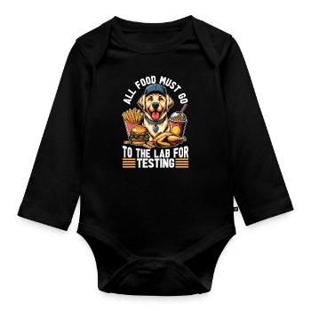Labrador Retriever All Food Must Go To Pet Owner - Baby Bio-Langarm-Body - Schwarz - Vorne