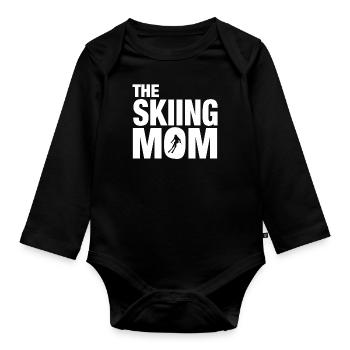The Skiing Mom - Baby Bio-Langarm-Body - Schwarz - Vorne