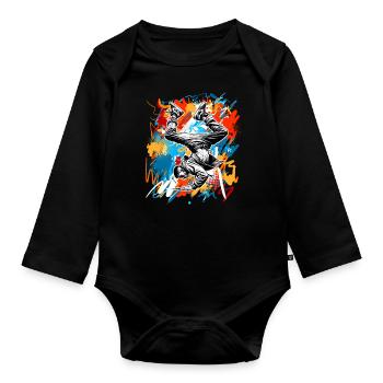 Breakdancing - Organic Longsleeve Baby Bodysuit - black - Front