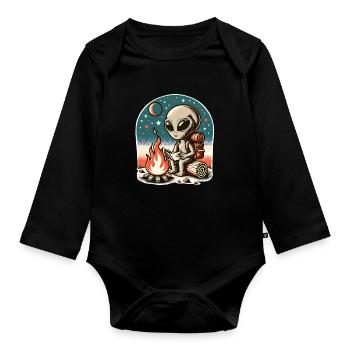 Alien Lagerfeuer Wanderung - Baby Bio-Langarm-Body - Schwarz - Vorne