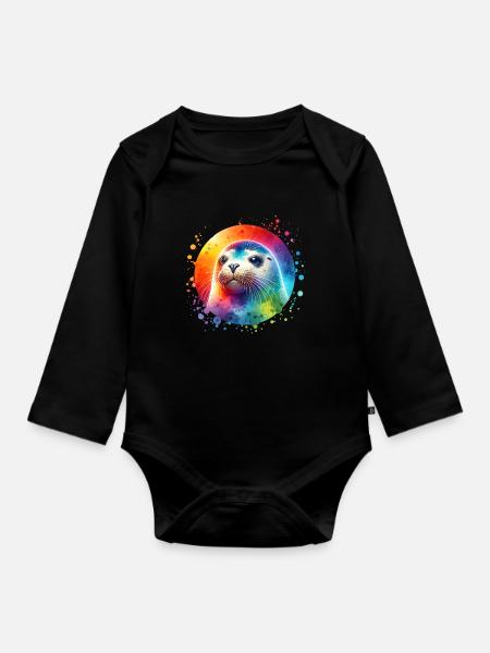 Robbe Seehund - Baby Bio-Langarm-Body - Schwarz