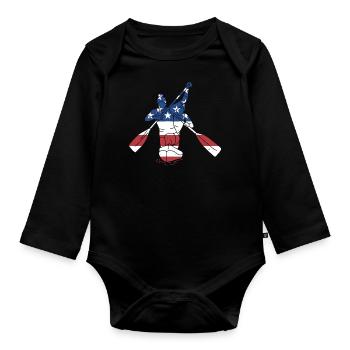 Canoeist Us Flag Canoeing - Organic Longsleeve Baby Bodysuit - black - Front