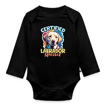 Labrador Retriever Certified Labrador Dog Owner - Organic Longsleeve Baby Bodysuit - black - Front