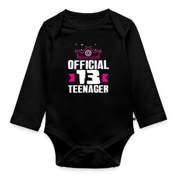 Couronne officielle du 13e anniversaire des adolescents - Body Bébé bio manches longues - noir - Devant