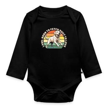 Labrador Retriever Labs Born To Fetch Sports canins - Body Bébé bio manches longues - noir - Devant
