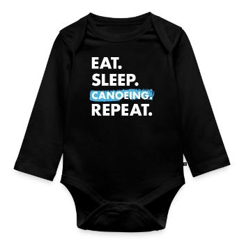 Canoeist Eat Sleep Canoeing - Organic Longsleeve Baby Bodysuit - black - Front