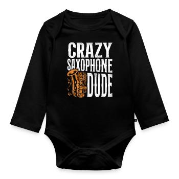 Saxophone Crazy Saxophone Dude - Baby Bio-Langarm-Body - Schwarz - Vorne