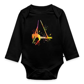 Vertikaltuch Luftakrobatik Aerial Silk - Baby Bio-Langarm-Body - Schwarz - Vorne
