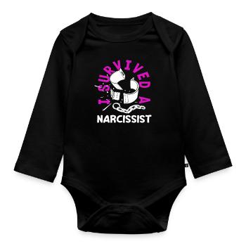 J’ai divorcé d’un narcissique - Body Bébé bio manches longues - noir - Devant