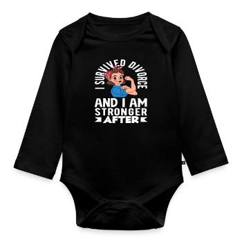 Ich Habe Die Scheidung Überlebt Und Bin Stärker - Baby Bio-Langarm-Body - Schwarz - Vorne
